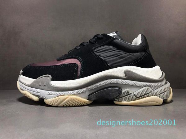 

dhl fast shipping 2019 new fashion triple-s sneakers crystal bottom luxury shoes platform men women old grandpa size 35-45 d1, Black