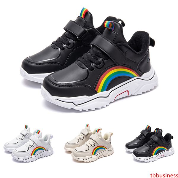 

2020 whole sale drop shipping running shoes for child black white beige sports sneakers size 27-35 three