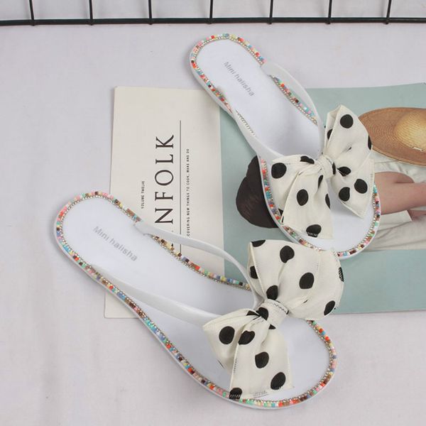 

women pvc beach flip flops outdoor slippers soft summer polka dot ladies shoes woman fashion slides anti slip casual sandals, Black
