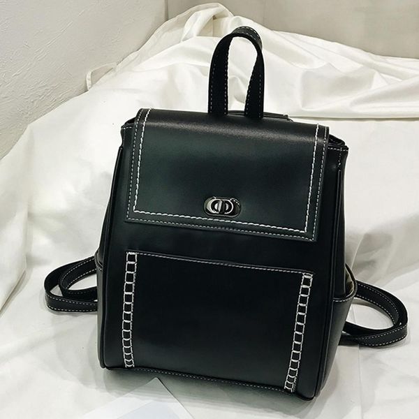 

fashion leather rucksack simple zipper women's backpack travel bag female backpack leather shoulder bags school backpacks #20