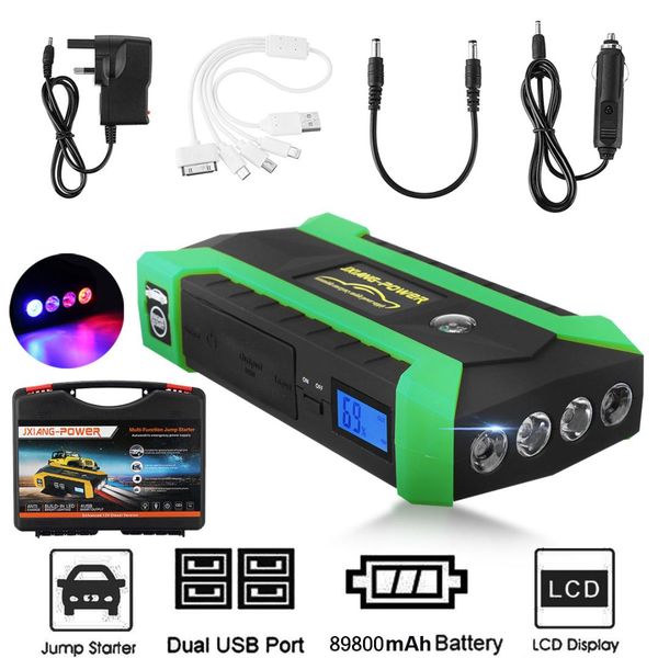 

89800mah 12v 600a 4 usb high capacity car jump starter led light mutifuction portable car battery charger power bank