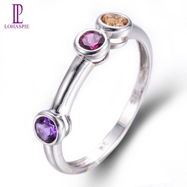 

multicolor кольцо для женщин подарочного реального природного gemstone ювелирных изделий природного аметист гранат цитрин стерлингового сере, Black