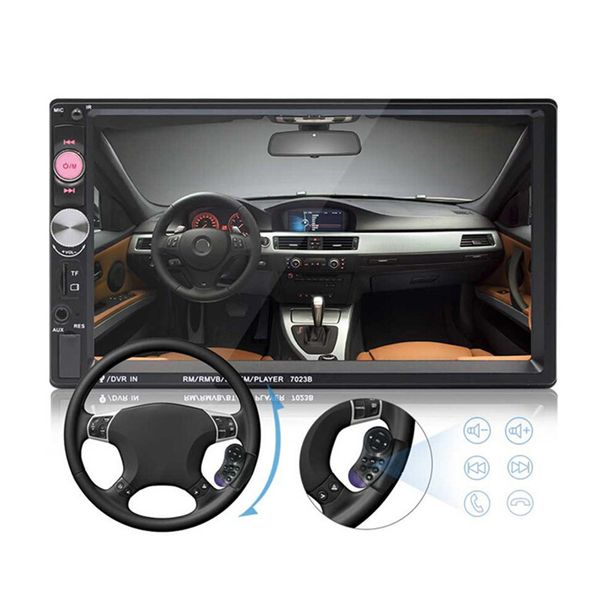 

car radio 2 din 7" bluetooth stereo multimedia player auto radio mp3 mp5 touch screen support rear view camera steering control
