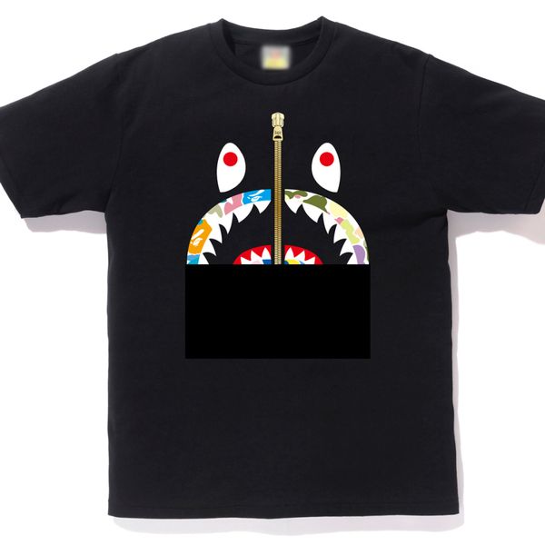 

fashion street hip hop brand t shirt for men and women short sleeved shark mouth printed male summer clothings m-xxxl, White;black