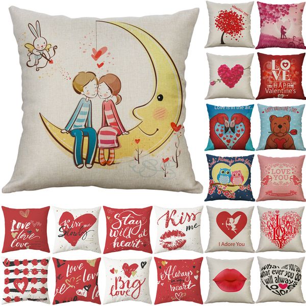 

18" Sofa Pillow Case Love Valentine's Day Pattern Square Pillow Cover Pillowcase Home Decor 19 Styles