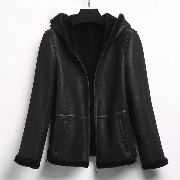

double-faced fur jacket autumn winter thick wool fur coats plus size jacket chaquetas invierno mujer fg17018 mf510, Black