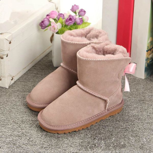 

new australia children  winter snow boots kids girl style waterproof cow s292l, Black;grey