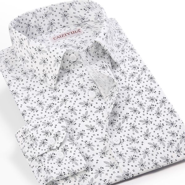 

youthful vitality beach floral printed cotton shirts for men pocket-less design long sleeve standard-fit casual hawaiian shirt, White;black