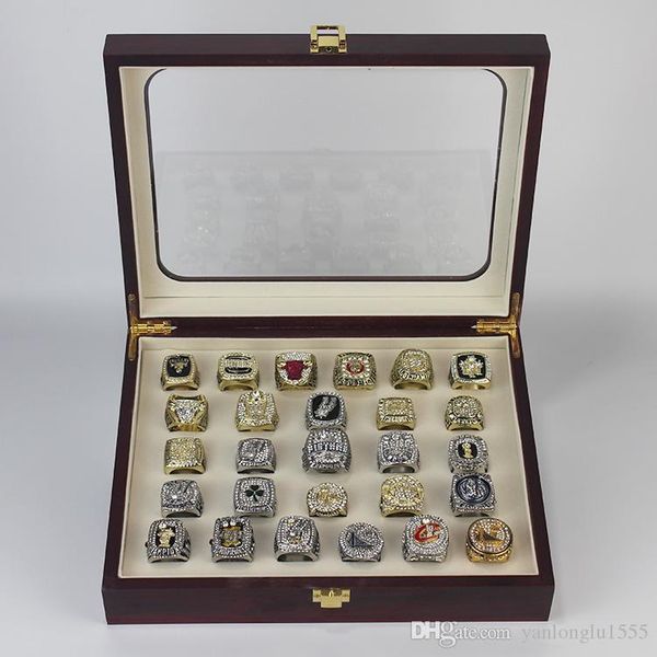 

27pcs 1991 to 2017 patriot s american basketball team champions championship ring with wooden display box souvenir fan gift wholesale 2019, Golden;silver