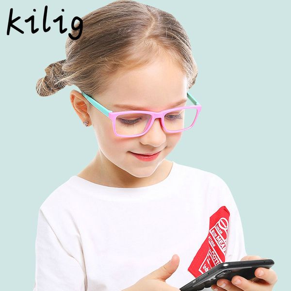 

kilig glasses kids blue light anti glare filter children eyeglasses girl boy optical frame blocking clear lenses uv400 3-13 2020, White;black