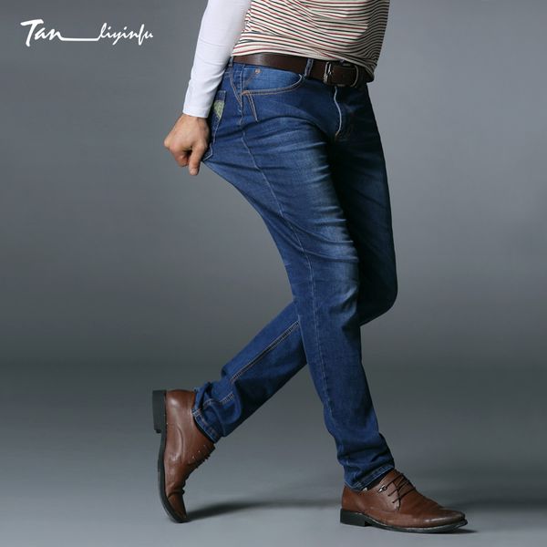 

tanliyinfu men's jeans spring / summer brand men's jeans slim elastic pants casual business fashion trends trousers, Blue