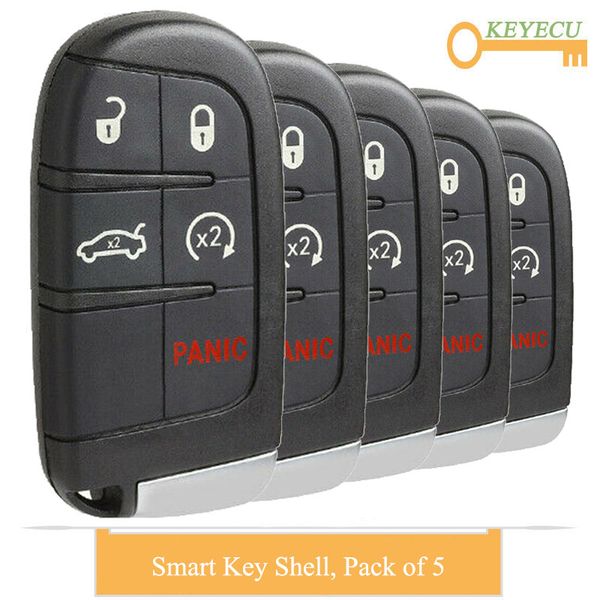 

keyecu 5pcs smart remote car key shell case for compass renegade, for 500 500x 500l, fob 3 4 5 button - m3n-40821302