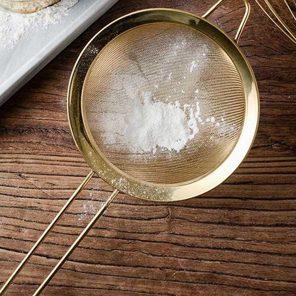 

stainless steel fine mesh oil strainer golden flour sifter sieve colanders flour coffee mesh filter baking tools kitchen bakewar
