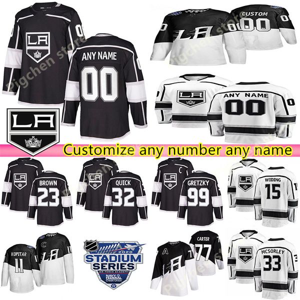 

custom men's kids womans los angeles kings jerseys 99 wayne gretzky 32 quick kopitar doughty custom any number any name hockey jersey, Black;red