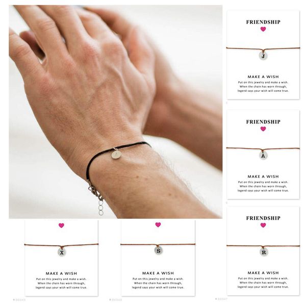 

минимальный день матери отпускной подарок персонализированные серебряные крошечные диски теги письма начальные очарование браслеты для женщи, Golden;silver