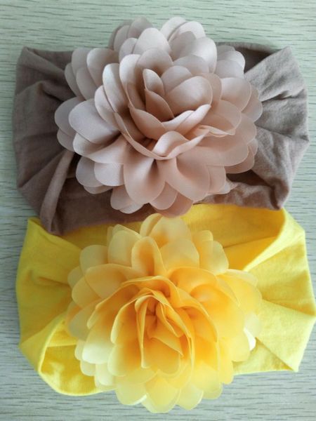 

36pc/lot boutique princess 3.2" chiffon flower with wide nylon headbands children girls turband headwraps hair accessories, Slivery;white