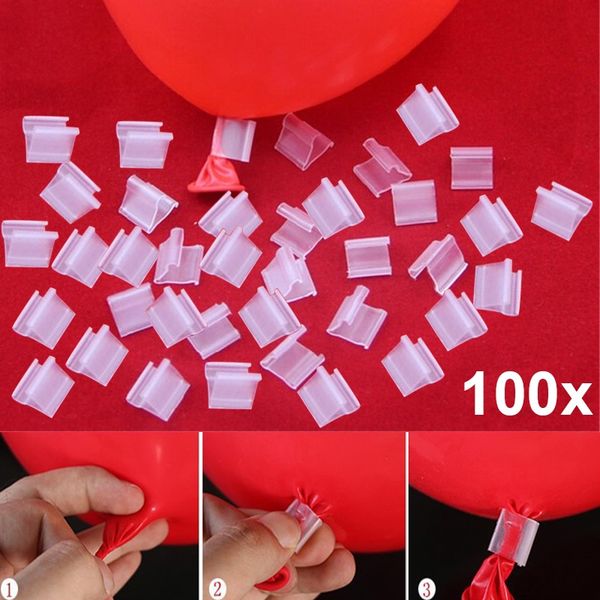 

100pcs latex balloon pvc clips balloons sealing clamps balls accessories clip ballon buttons party supplies store bag clips