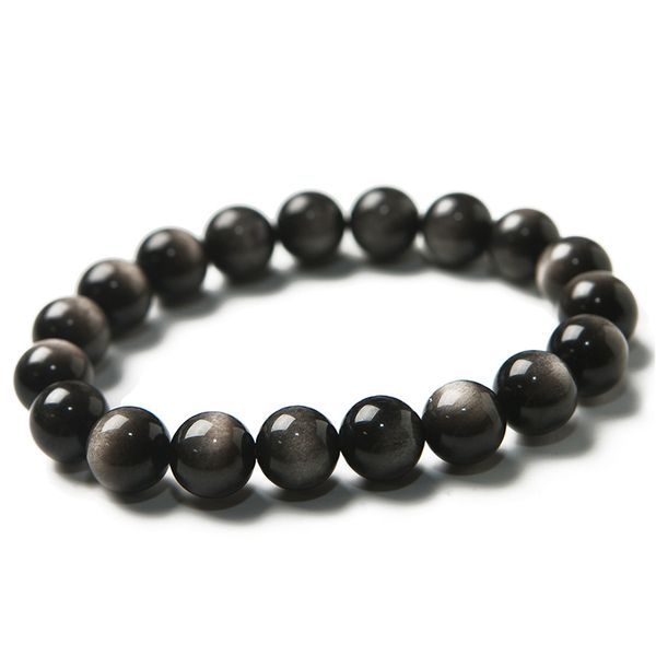 

10мм 12мм 14мм natural silver обидиан gemstone stretch кѬиалл кѬђглй бѬале из биеѬа, Golden;silver