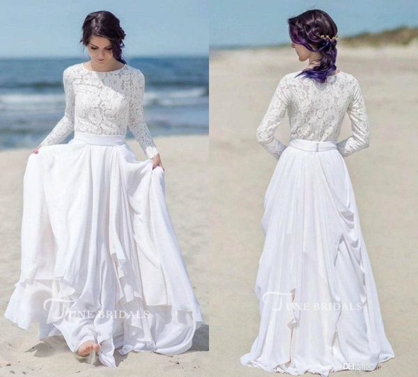 

Свадебное платье Dresse Кружева с длинными рукавами Jewel Шея Свадебные платья Пикап ш