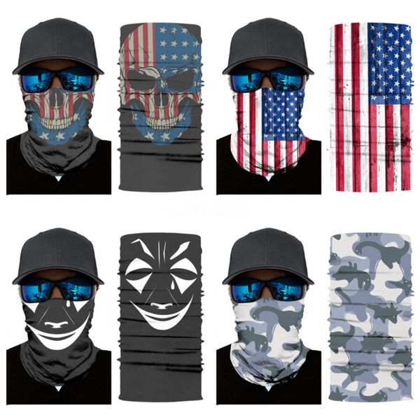 

designer printed women silk magic skull scarf face mask 14 styles chiffon handkerchief outdoor windproof half face dust-proof sunshade ma#48, Blue;black