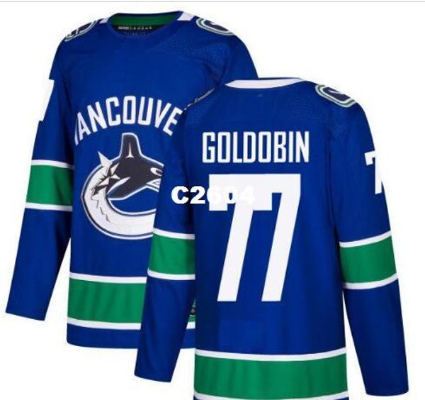 

real men real full embroidery 2017-2018 season vancouver canucks #77 nikolay goldobin jersey or custom any name or number hockey jersey, Black;red