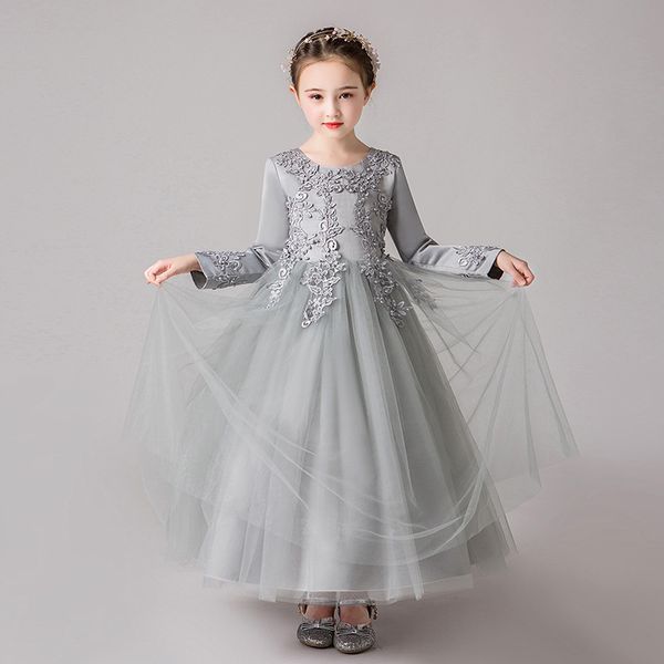 

layered puffy tulle dresses lace applique embroidered girls pageant birthday evening long maxi prom party ball gown dress, Red