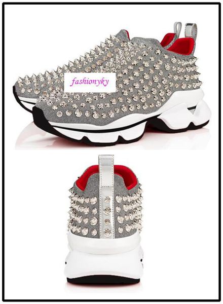 

product krystal spike socks donna flat sneaker designer men's red bottom rivet spiky socks primary stud flat shoes 0, Black