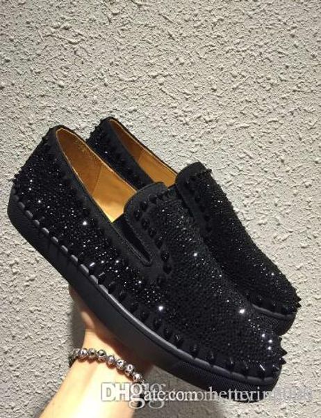 

red bottom flat shoes men boats sneakers black rhinestone black rivets men wedding party dress shoes gift rs