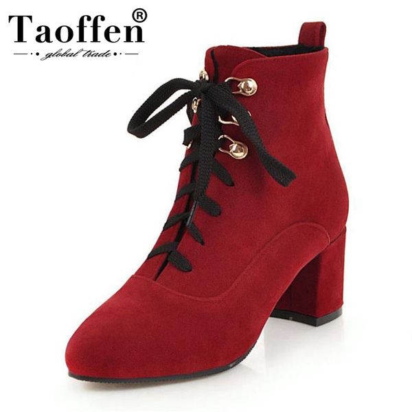 TAOFFEN Womens Booties Boots Lace Up Shoes