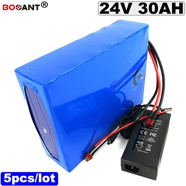 Commercio all'ingrosso 5 pz batteria agli ioni di litio 24 v 30ah batteria bici elettrica 24 v E-bike batteria agli ioni di litio per motore Bafang BBSHD 250 W 500 W