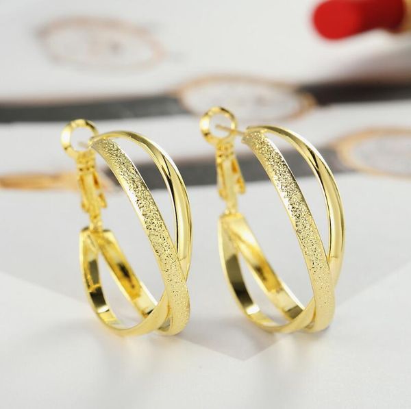 

new gold filled simple hoop earrings for women silver / gold / rose color 29mm x shape hoop earrings fashion women jewelry, Golden;silver