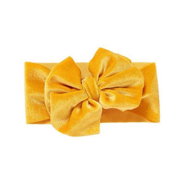 

children's hair band gold velvet headband with solid color soft velvet big bow hair band knot headband, Slivery;white