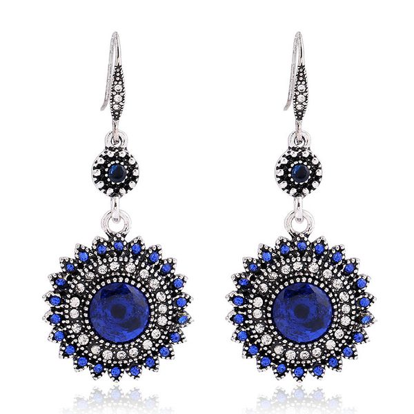 

boho crystal long tassel drop earrings solar flower for women ethnic geometric sign dangle statement earring fashion jewelry eh4281, Silver