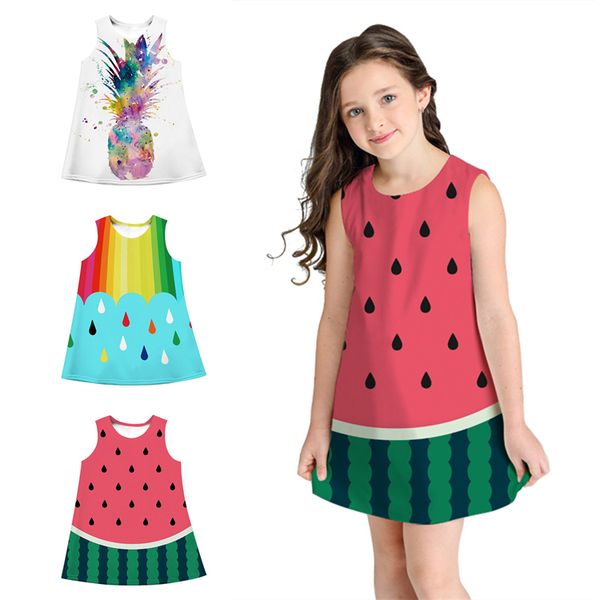 

summer kids clothes 3 designs digital printed kids girls dresses sleeveless dress kids designer clothes girls jy55, Red;yellow