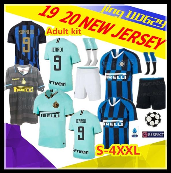 

S 4xl 1997 1998 milan occer jer ey 19 20 champion league home inter 9 icardi away lautaro peri ic nainggolan 2020 football jer ey