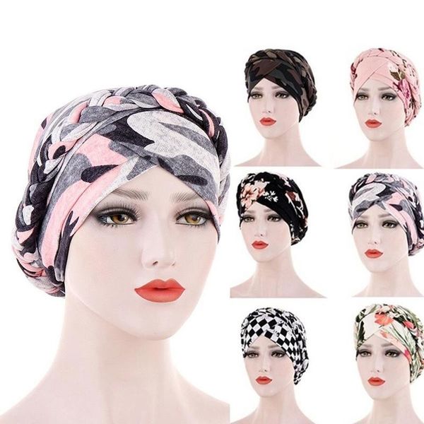 

ladies muslim women beanie stretch turban hat scarf hijab caps cancer chemo beanie turban wrap cap hair loss headwear, Red