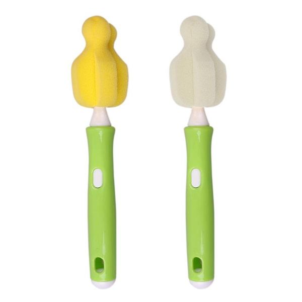 

plastic handle removable baby sponge bottle brush nipple cleaning brush set