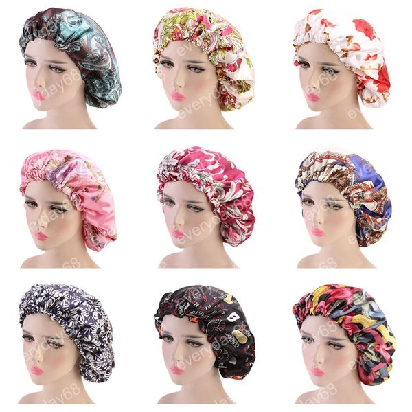

women double layer silky durag hair cover accessories wave caps rags floral bonnet salon hat turban durag doo rag headwrap4640774, Blue;gray