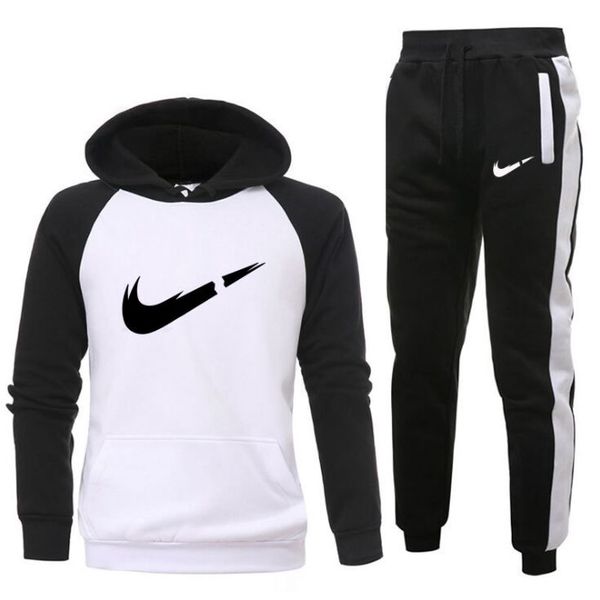 

2020 sporting suit men warm hooded tracksuit track men's sweat suits set letter print large size sweatsuit male s-2xl sets, Gray