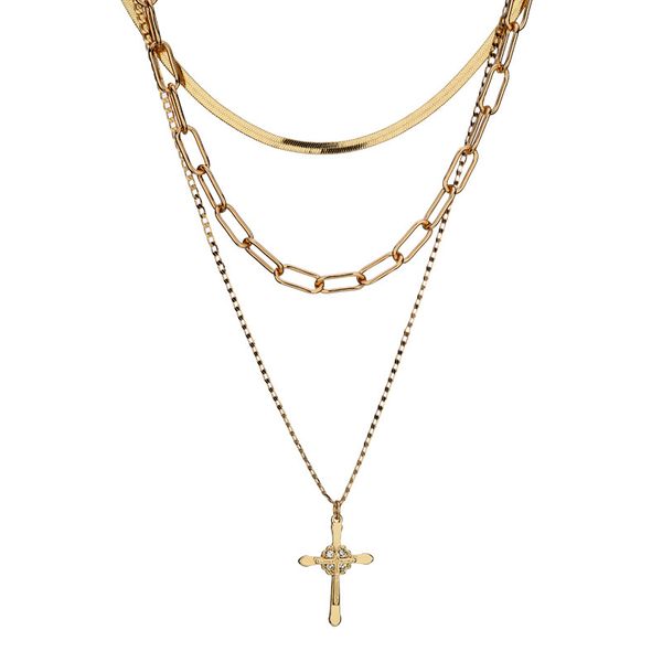 

2020 spring and summer new accessories ladies necklace fashion cross pendant necklace pearl multilayer women jewelry employee benefits, Silver