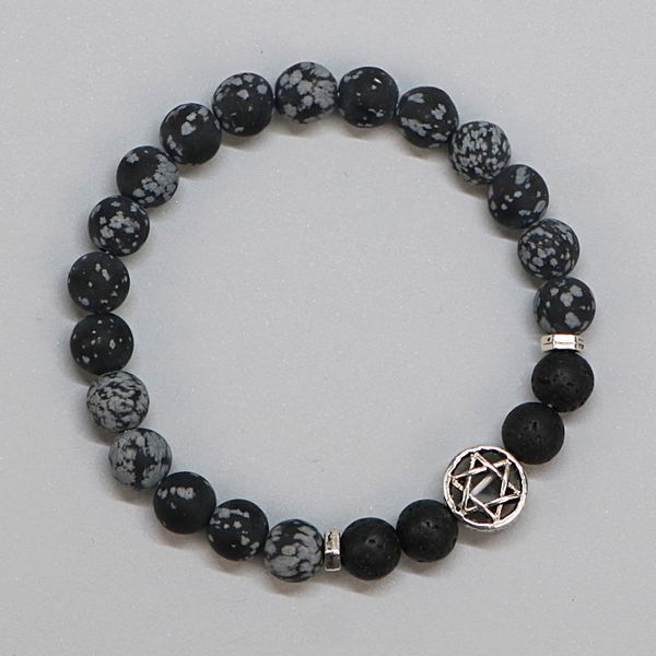 

2020 vintage israel bat mitzvah gift hanukkah jewish star of david bracelet men frosted snowflake stone bracelets women dx-18, Golden;silver