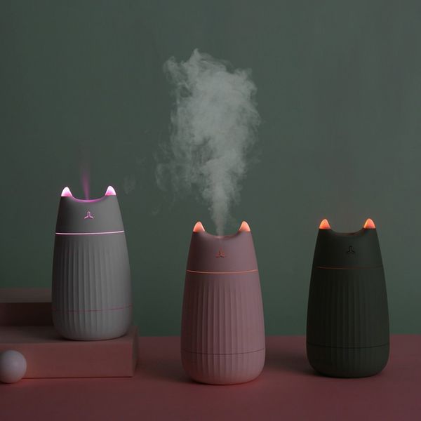 

usb air humidifier cute cat deskdiffuser 200ml car air freshener purifier mini portable diffuser with led lights for home