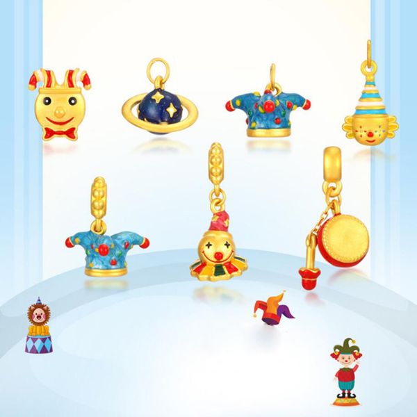 

charm bracelets kofsac latest 999 shakin for women jewelry cute cartoon circus gold clown hat red rope bangle girl birthday present, Golden;silver