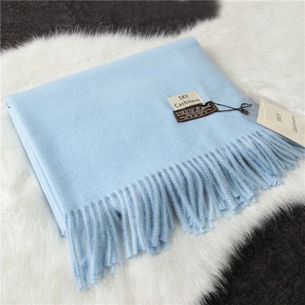 

hoe sale 2019 mixed cashmere solid color shawl women's plain scarf soft fringes solid scarf ing, Blue;gray