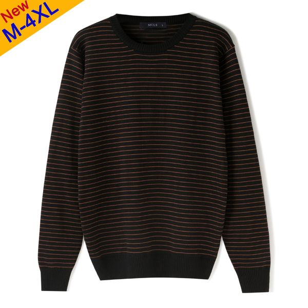 

muls brand sweaters men pullovers male 2019 autumn new round neck striped sweater jumpers winter spring o-neck cotton knitwear, White;black