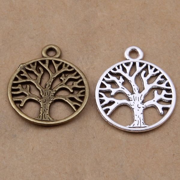 

20pcs/lot antique bronze/silver metal hollow out life tree charms earring necklace dangle pendant diy jewelry making accessories