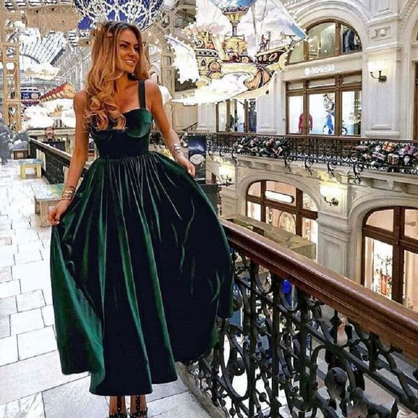 

elegant tea length dark green cocktail dresses 2019 sweetheart velvet ladies formal evening dress party gown homecoming dresses, Black
