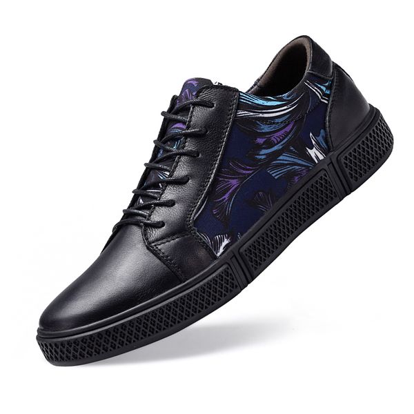 

2019 casual male shoes leather casual men sneakers lacing shoes fashion for men, Black