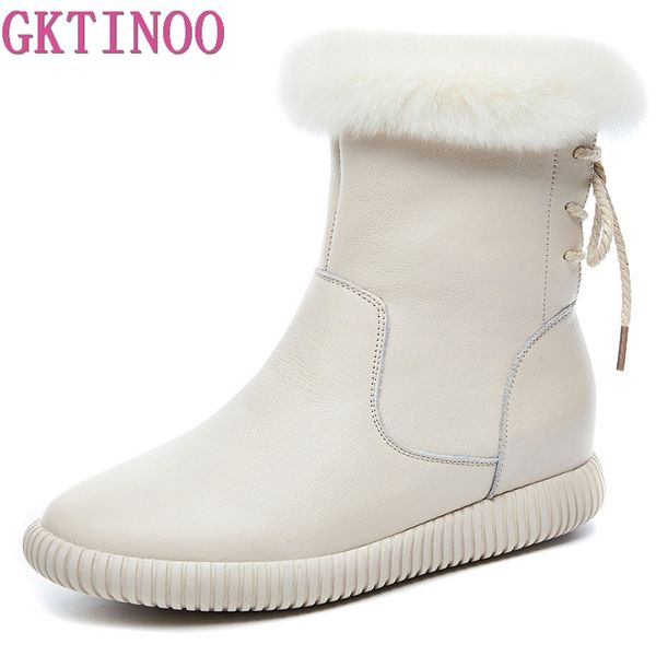 

gktinoo handmade women's winter boots women real fur winter shoes woman genuine leather warm snow boots mujer chaussure, Black