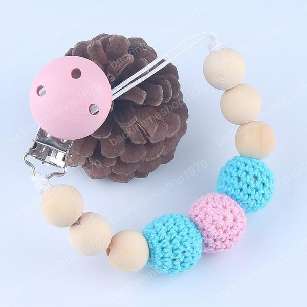 

natural wooden bead pacifier chain clips baby feeding accessories infant safe pacifier holders soother